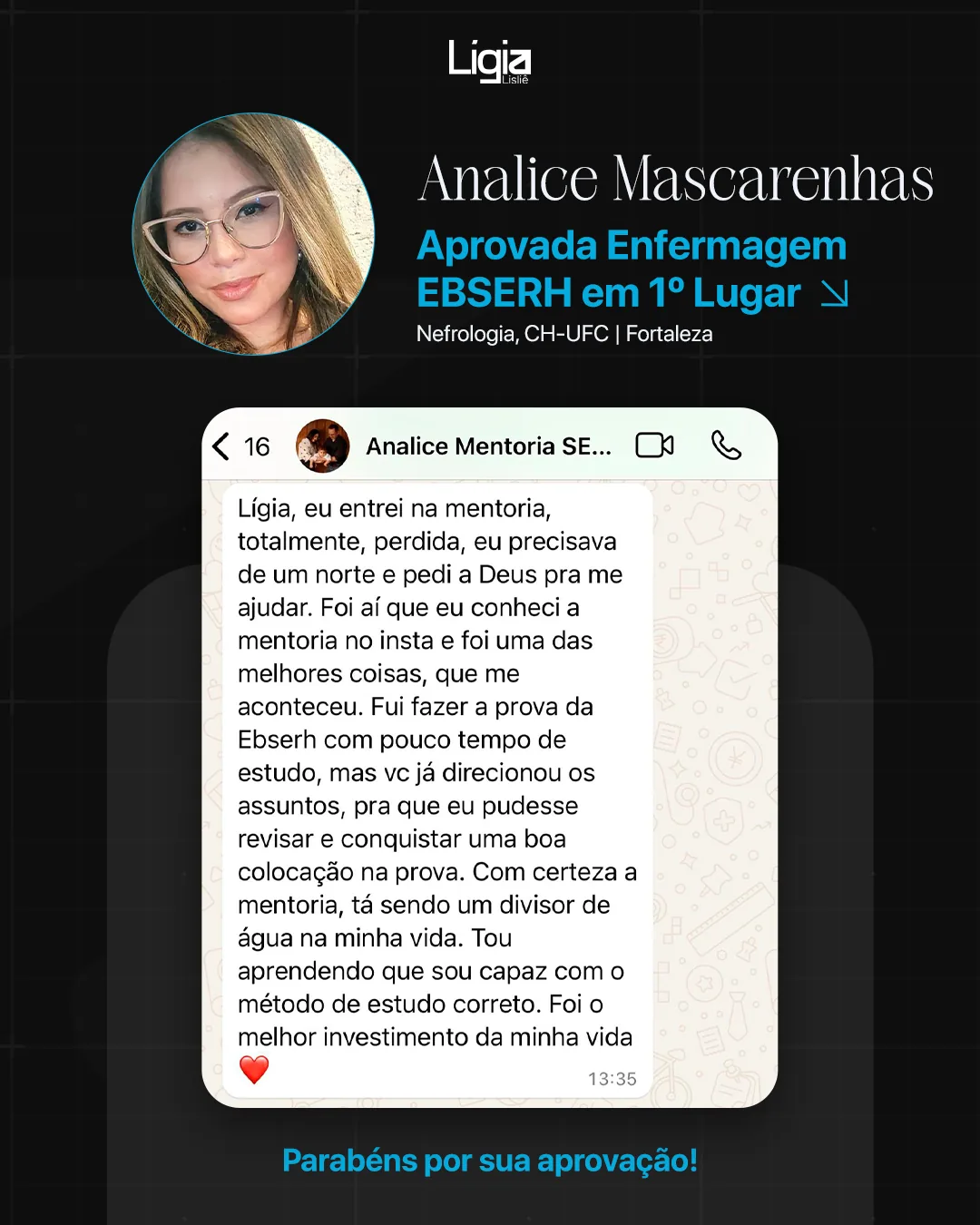 Depoimento Analice Mascarenhas — Aprovada EBSERH 1º lugar