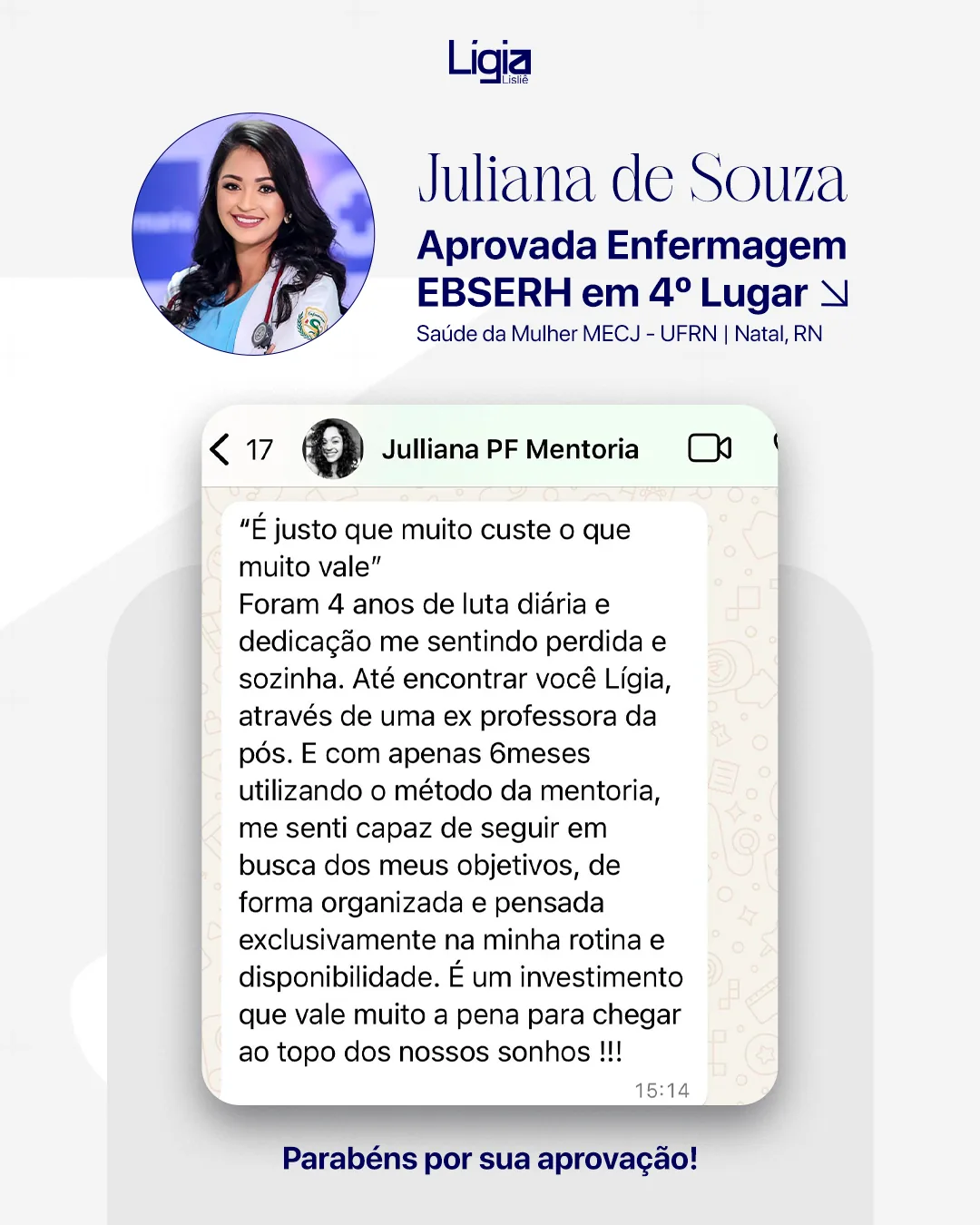 Depoimento Juliana de Souza — Aprovada EBSERH 4º lugar