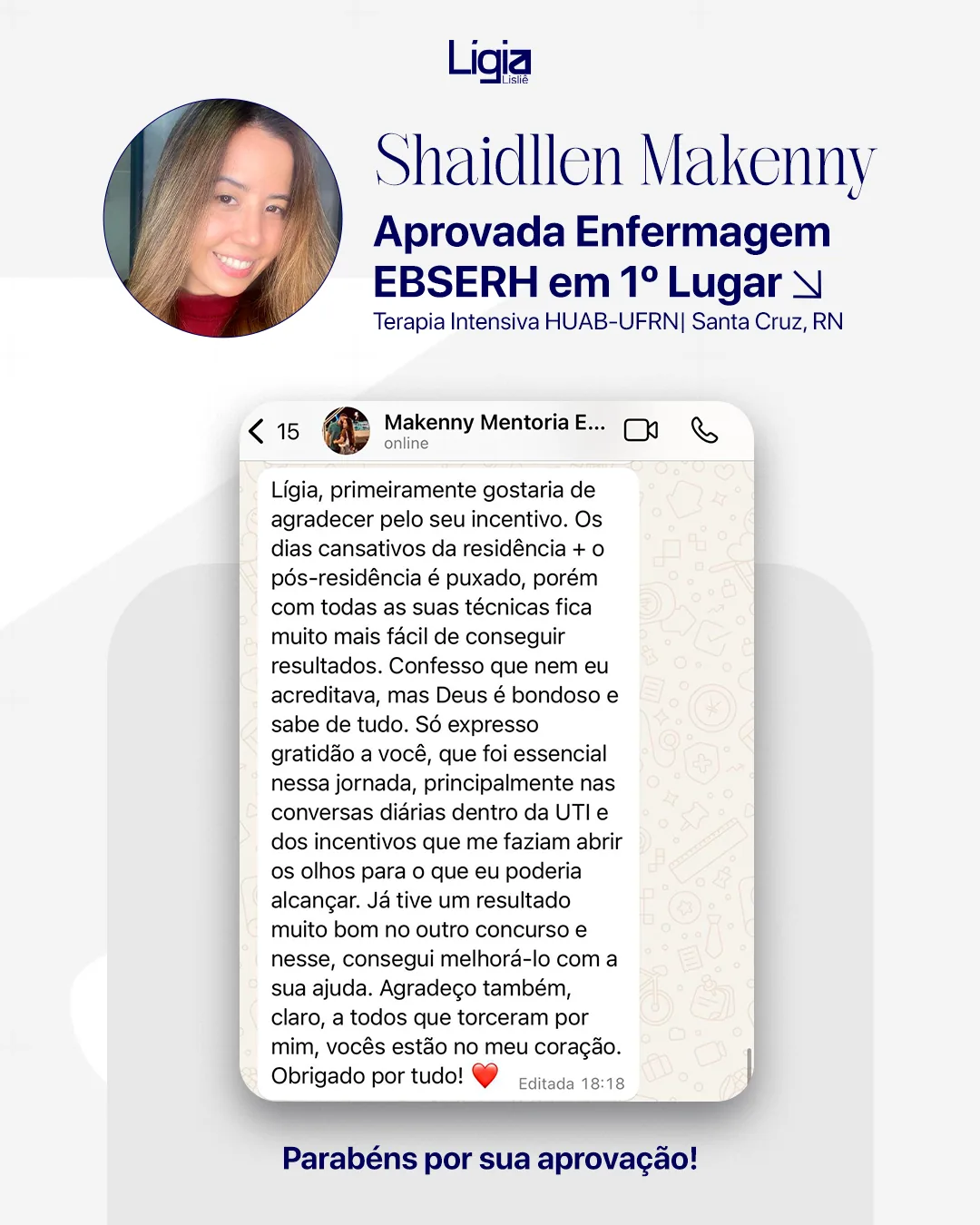 Depoimento Shaidllen Makenny — Aprovada EBSERH 1º lugar